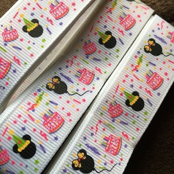 Grosgrain Ribbon 7/8” 5 yards 5/$20 Mickey Mouse birthday cake Mickey party - Picture 2 of 5
